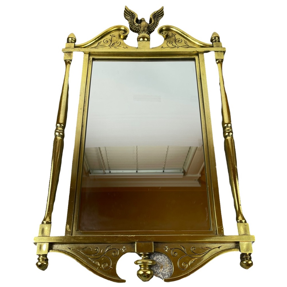 MCM 1950s Gold Eagle Gaudy Large Mirror USA Made Vintage Patina Syroco Filagree